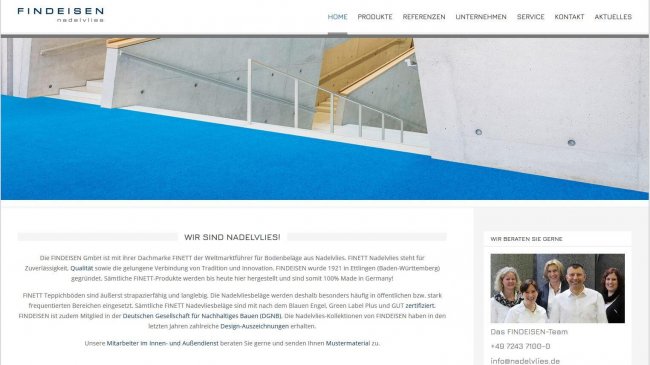 Neue Website für FINDEISEN unter www.nadelvlies.de
